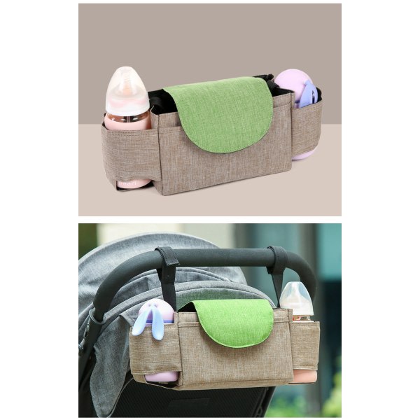 Baby Organizer Väska Multifunktionell Barnvagn Hängväska Khaki Grön