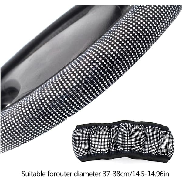 Rattmuffe for kvinner - Glitrende diamantglitter biltilbehør, 38 cm universal (hvit diamant)