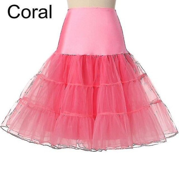 Ny 50-talls cosplay underkjol Rockabilly Kjole Crinoline kompatibel med kvinne Bryllup Underskjørt for bryllup Rockabilly Tutu Coral S