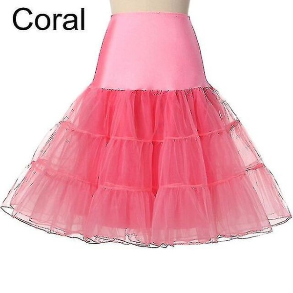Ny 50'er Cosplay Underskørt Rockabilly Kjole Crinoline Kompatibel Med Dame Bryllup Underskørt Til Bryllup Rockabilly Tutu Coral S