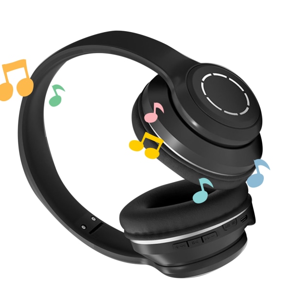 Trådløst gaming-headset Gradient BT5.2-forbindelse Bløde ørepuder Farverige lygter Spil-headset til stationær bærbar, sort