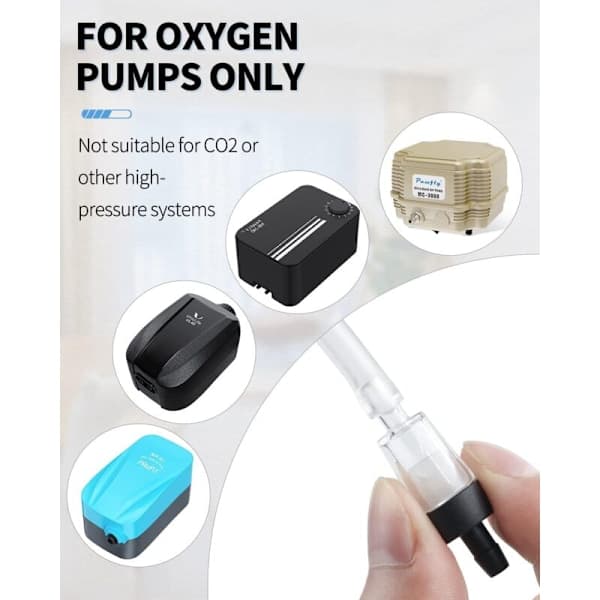 6 stk. Akvarium Kontraventiler Luftpumpe Tilbehør Sort