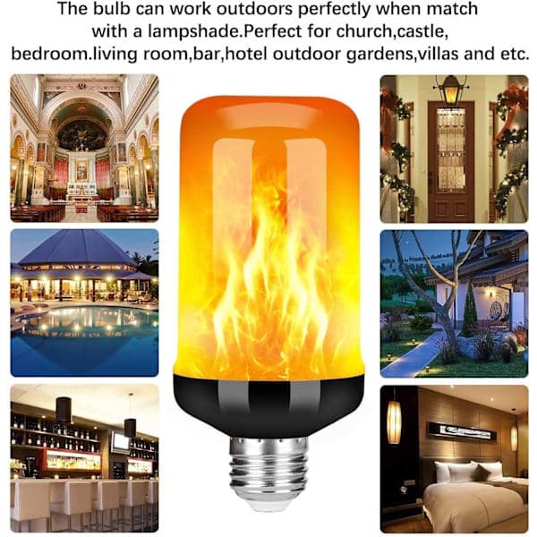 Flammelampe, E27 5W LED-effekt med 4 lysmoduser