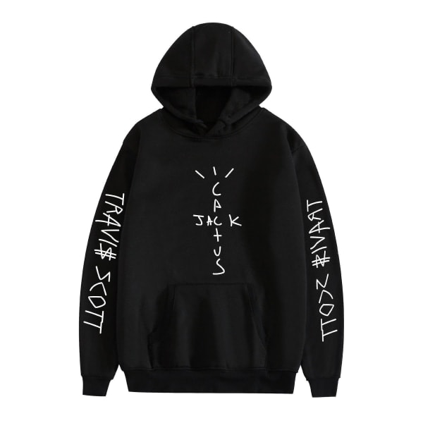 Travis Scott Unisex Hoodie För Flickor & Pojkar Pullover Hoodie För Män & Kvinnor Svart Storlek