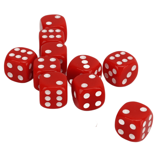 30 stk. terningsæt 6-sidet rundt hjørne hvide antal prikker Plast bærbare spilterninger til brætspil Matematikundervisning Rød