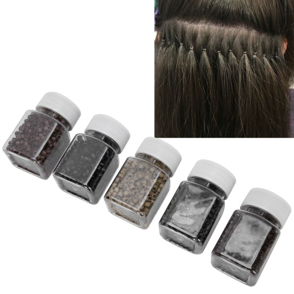 4,5 mm hårforlengelseskoblinger løkker Silikonforede mikroperler Ringer hårforlengelsesverktøy