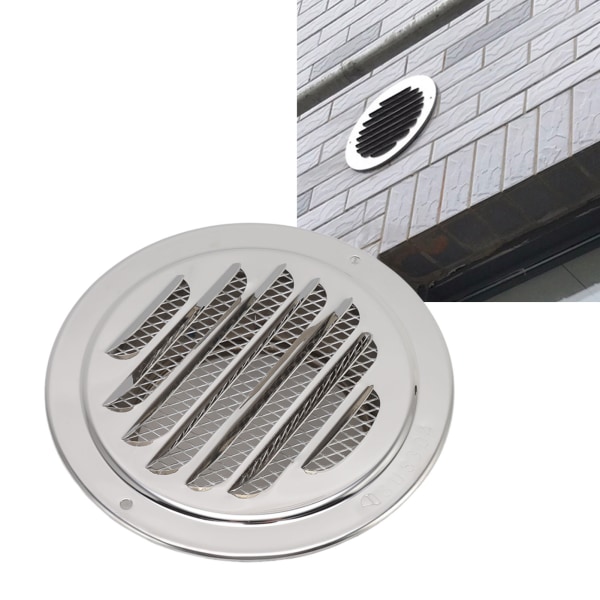 Luftventilationsdæksel 304 rustfrit stål rund udstødningskanal grillhætte til køkken og badeværelse 120 mm / 4,7 tommer