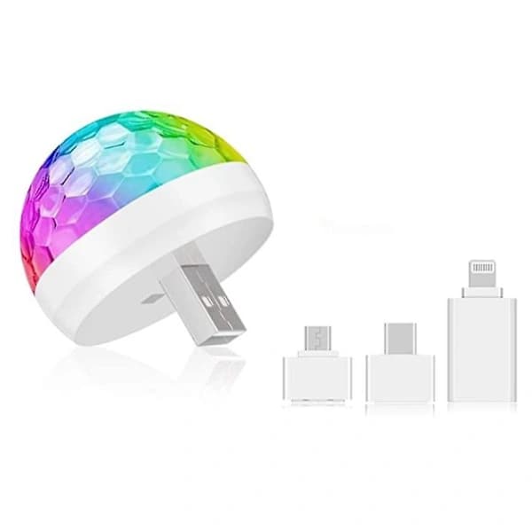Mini Diskokugle Lys USB, Diskokugle Led Party Lampe, Stemmestyring, Disco Party Lys, Musikstyret Disco Lyseffekter, Disco Lys Til Børn