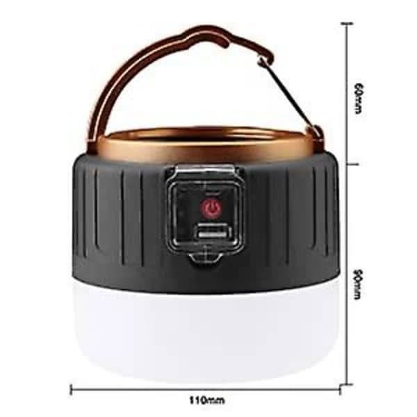Oppladbart campinglys, solcelle-LED-lys, innebygd 2400 mAh-batteri, IPX6 vanntett, 5 arbeidsmoduser