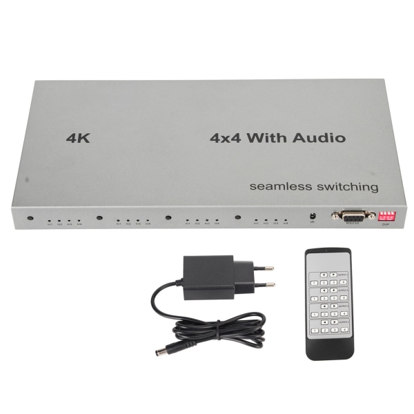HD Multimedia Interface Switch 4 in 4 Out 4K 30 Hz Video Switcher Splitter äänenpoistolla PC-projektorille 100?240V EU Plug