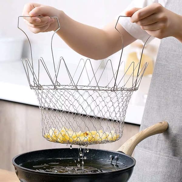 Ekspanderbar Frityrkorg i Rustfritt Stål - 23 cm