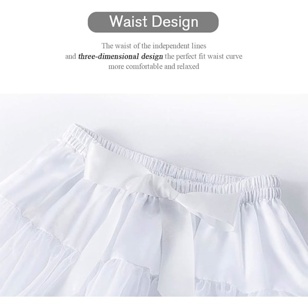 Damekjole i chiffon med elastisk midje, puffet tyllskjørt, prinsesseballett, danseskjørt, underskjørt