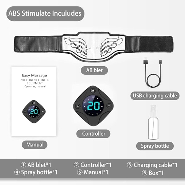 Paris_ABS-stimulator, USB-oppladbart bærbart treningsutstyr uten gelputer for menn og kvinner, arm, ben