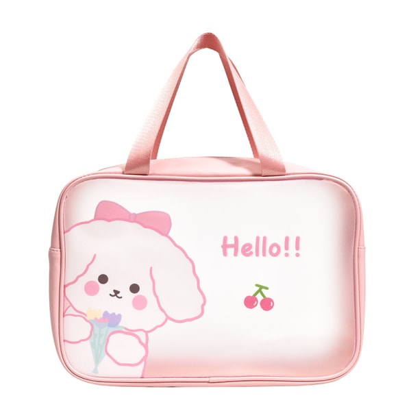 Gjennomsiktig reiseveske Cherry Puppy Frosted Translucent Vanntett PVC Toalettveske Veske for vask L 12,2 X 3,9 X 7,9 tommer