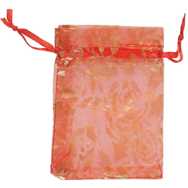 300 stk. 7X9cm Organza Snøre Gave Smykketasker Poser Bryllup Julefest Gaveposer Rød.pa
