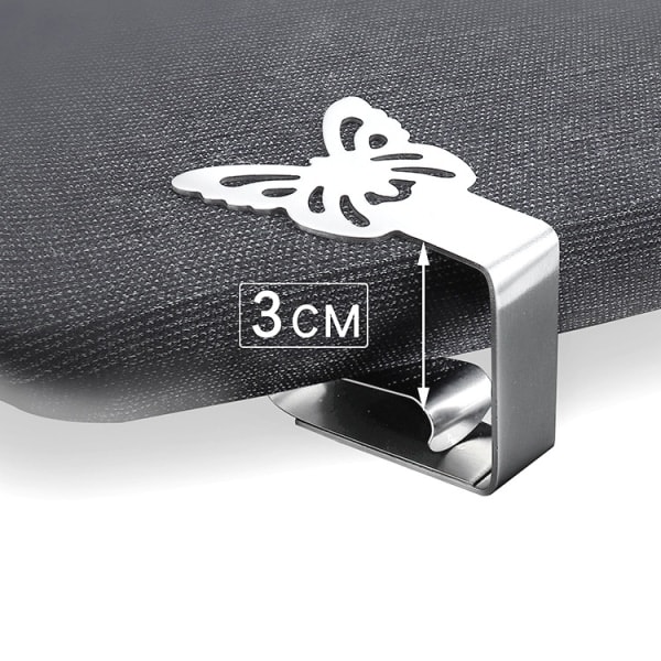 Butterfly Shaped Tablecloth Clips / Tablecloth Holders, 4-Pack Silver