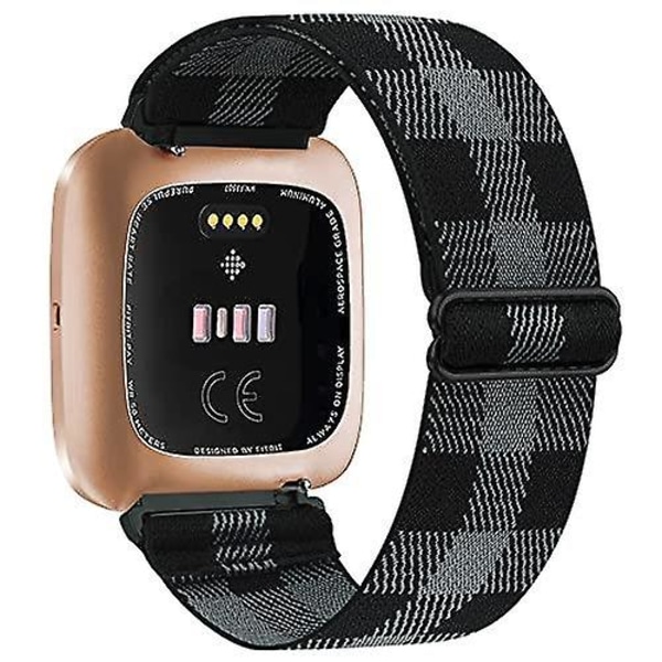 Elastisk vävd loop för Fitbit Versa 3 2 Versa Lite armband justerbart nylon sportarmband armband för Fitbit Sense armband Dark gray