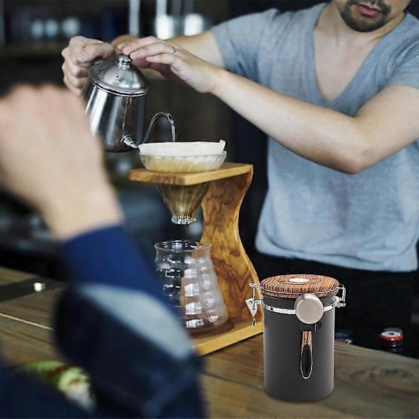 Kaffeboks, 1,8L Lufttett Kaffeboks, Kaffebønneboks i Rustfritt Stål, Oppbevaring av Kaffebønner