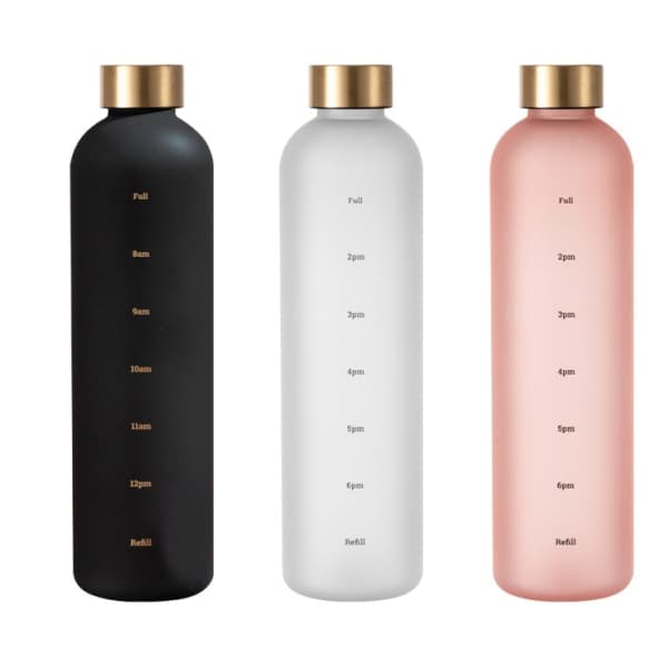 1 liters vannflaske med tidsmarkør black