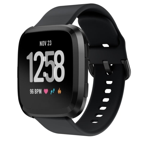 Silikone Armbånd Fitbit Versa/Versa 2 - Sort Sort Sort—PA