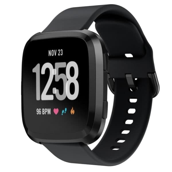 Silikonranneke Fitbit Versa/Versa 2 - Musta Musta Musta
