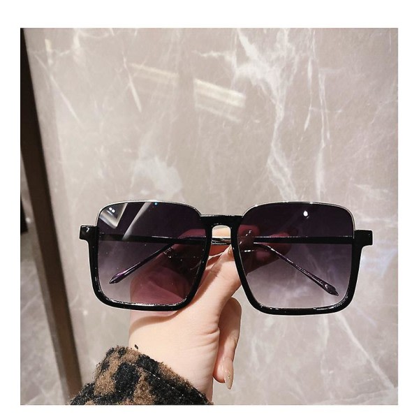 Överdimensionerade Solglasögon För Kvinnor Män Mode Stora Fyrkantiga Flat Top Solglasögon Nyanser-svart