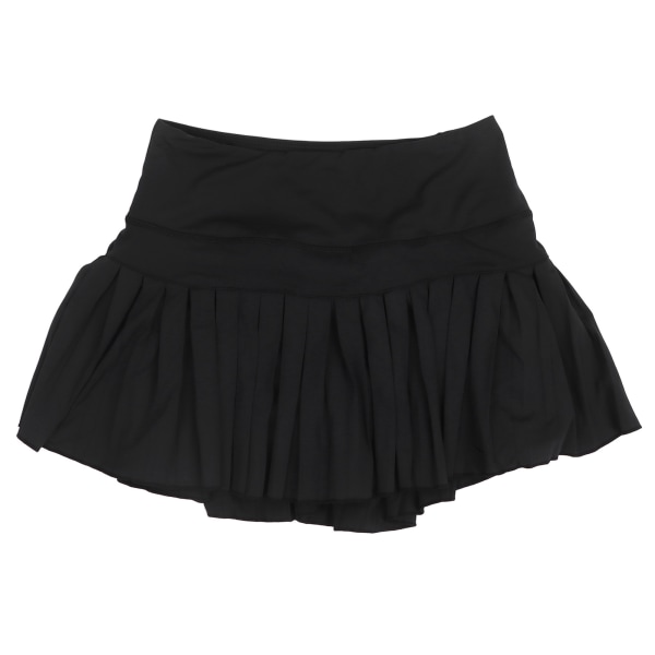 Tennis plisserad kjol Andas innershorts Fashionabla svarta kvinnor sportkjol med fickor för löpning Yoga L