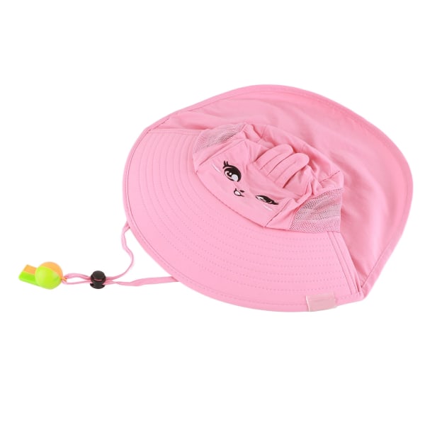 Piger solhat UV-beskyttelse Sød tegneserieprint med stor skygge Børne Beach Play Cap til sommer Pink