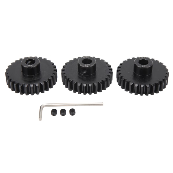 Pinion Gear Steel Black M1.5 Pinion 8mm Reduce Noise Motor Gear Set for 1/5 1/8 1/10 Proportional Remote Control Car 28T