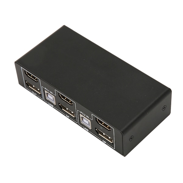 2x1 Dobbel Displayport HD Multimedia Interface KVM-bryter Støtter 8K 30Hz 4K 60Hz KVM-switcher for 2 PC Del 2 skjermer 3 USB-porter EU-kontakt