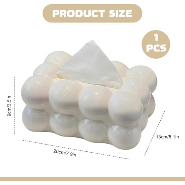White Minimalist Rectangular Plastic Tissue Box Holder 20 x 13 x 9 cm Decorative Paper Facial Tissue Storage Box