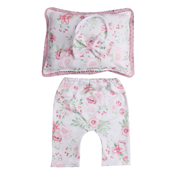 Nyfödd fotografi rekvisita Outfits 1 Sæt Baby Girls Printed Bowknot Pannband Kit