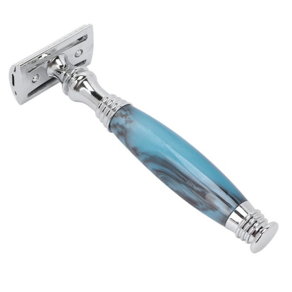 Double Edge Razor Professional Manual Sink Alloy Safety Razor Blades Clean Shaving Razor for Men Blue