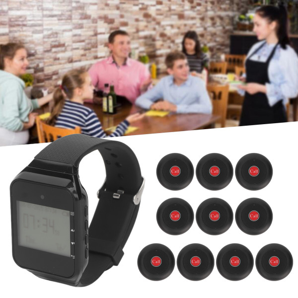 Wireless Caregiver Watch 1 til 10 RF-teknologi Avtakbar oppladbar batteritidsvisning Trådløst ringesystem for klubber