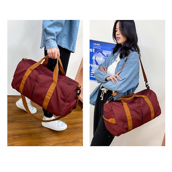 Unisex Kontrastfarvet Sporty Gear Duffel Taske Claret