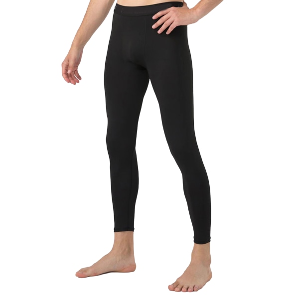 Tiukat leggingsit elastinen polyesteri nopeasti kuivuvat miesten kompressiohousut fitness musta L