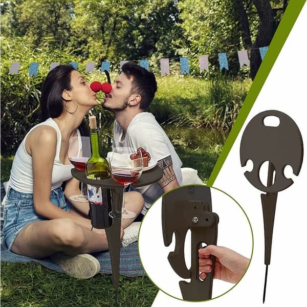 Strandbord, picknickvinställ, hopfällbart bärbart vinbord, hopfällbart