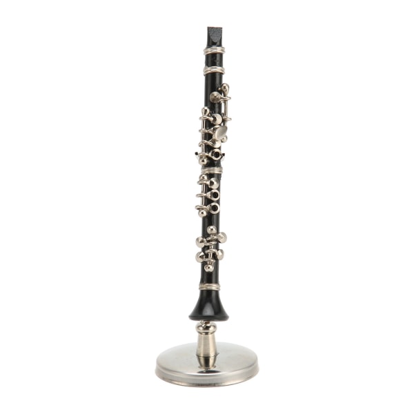 Miniature klarinet replika med stativ og etui Mini musikinstrument Model Dukkehus dekoration 3,1 tommer