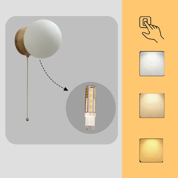 Modern Vit Glas Vägglampa G9 Minimalistisk Väggbelysning för Sovrum