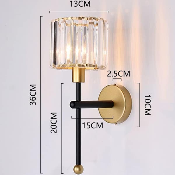 Modern Svart Kristall Vägglampa E27, Samtida Väggbelysning för Sovrum