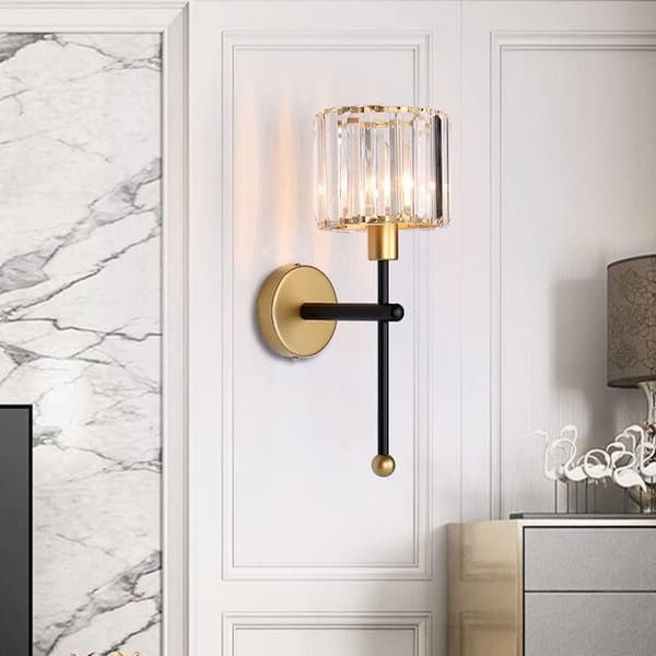 Modern Svart Kristall Vägglampa E27, Samtida Väggbelysning för Sovrum