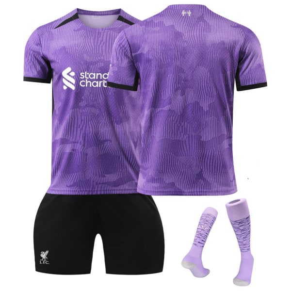 23-24 Liverpool Second Away Fotbollströja Set Onumrerat Vuxen Barn Fotbollsuniform Kit med strumpor M