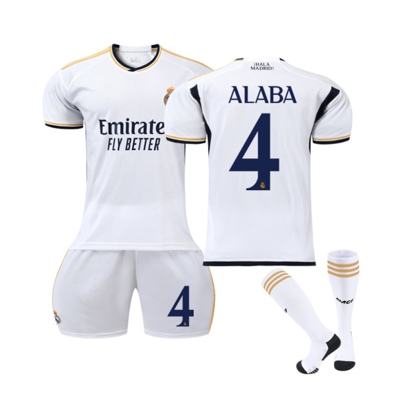 (Real Madrid 2023/24 Hemmetröja Alaba No.4 Fotbollströja Kit för barn Vuxna XXL(190-200CM)