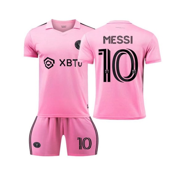 (Internationella Miami Lionel Messi #10 Fotbollströja Kit för Fan Kids Pojkar Fotboll Kit Rosa 10-11 Years