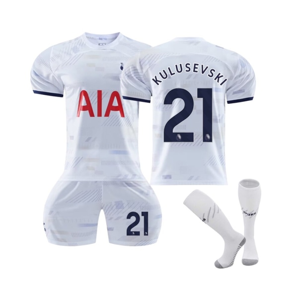 (2023/24 Tottenham Hem #21 Kulusevski Fotbollströja Kit för barn Vuxna M(170-175CM)