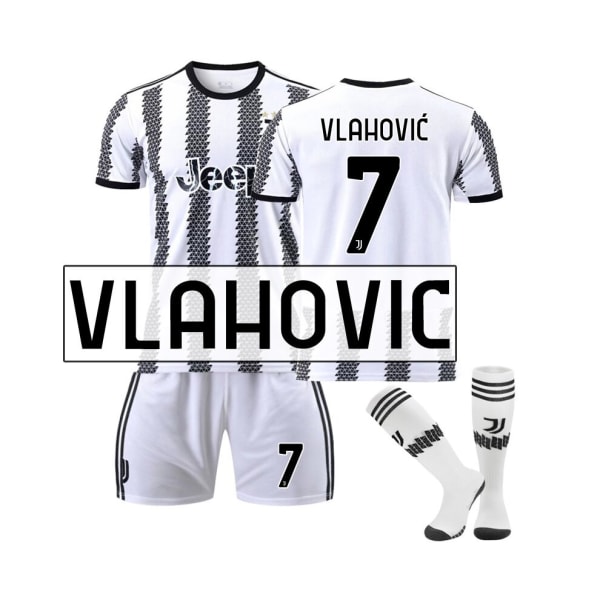 Juventus hemmatröja 2022/23 Vlahovic No.7 fotbollströja 3-delad kit för barn Vuxna 28(150-155CM)