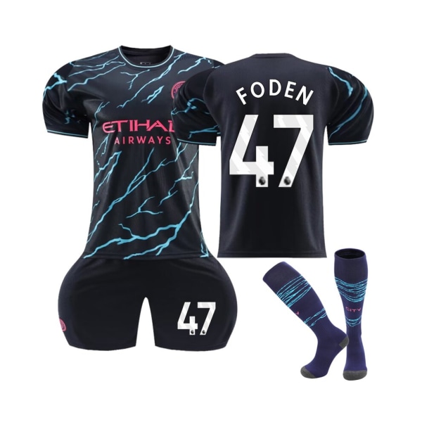 2023/24 Manchester City Third Shirt #47 Foden Fotbollströja Set XS(155-165CM)