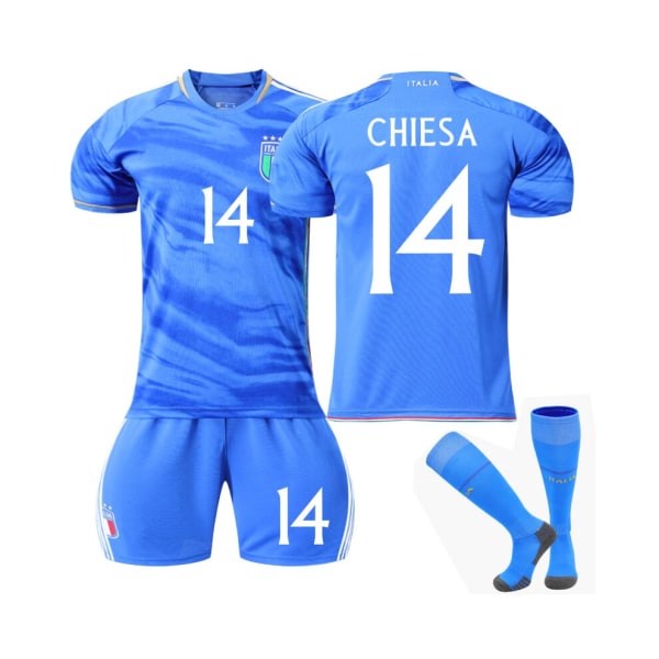 (Italien hemmatröja 2023/24 Chiesa #14 fotbollströjasatser för barn, vuxna XL(180-190CM)