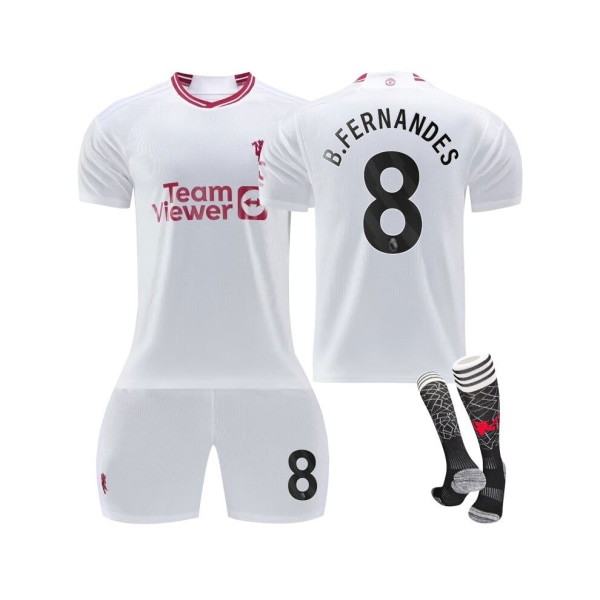 2023/24 Manchester United Third Shirt #8 B.Fernanders Fotbollströja Kit för barn Vuxna 18(100-110CM)