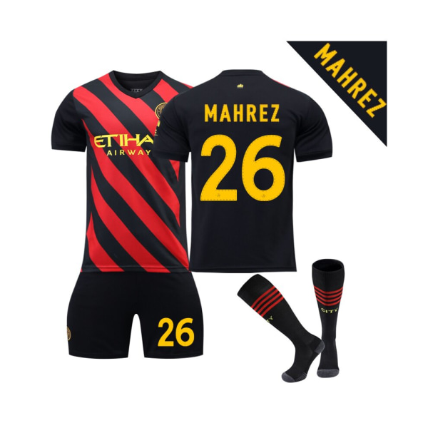 (Manchester City Away #26 Mahrez Champions League Jubileumsfotbollströja för barn Vuxna S(165-170CM)